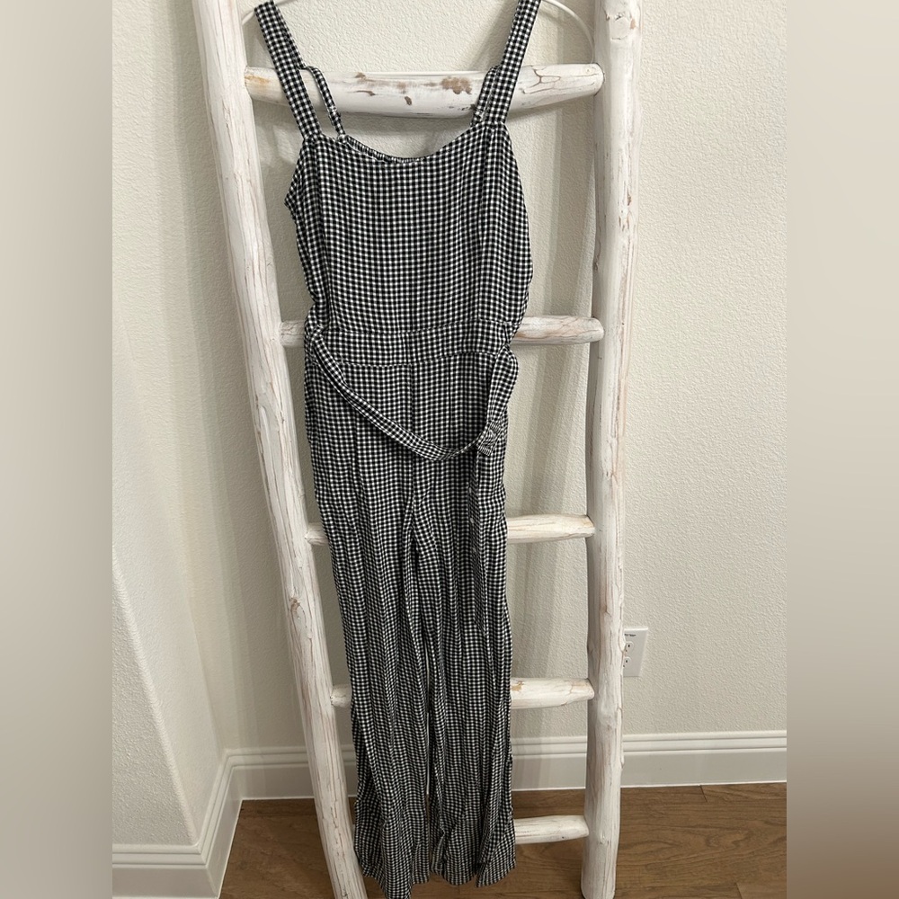 Hollister Black and White Gingham Jumpsuit